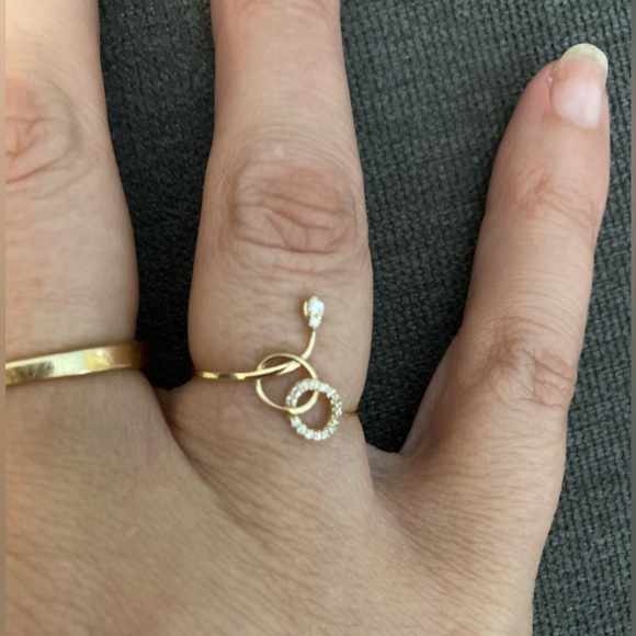 8K Yellow Solid Gold with CZ Minimalist Ring, Aymir Jewelry, size 7.5 - Picture 2 of 6